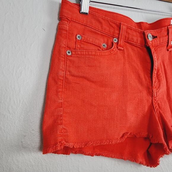 Rag & Bone Red Fire Engine Mila Denim Cut Off Jean Shorts - Picture 6 of 9